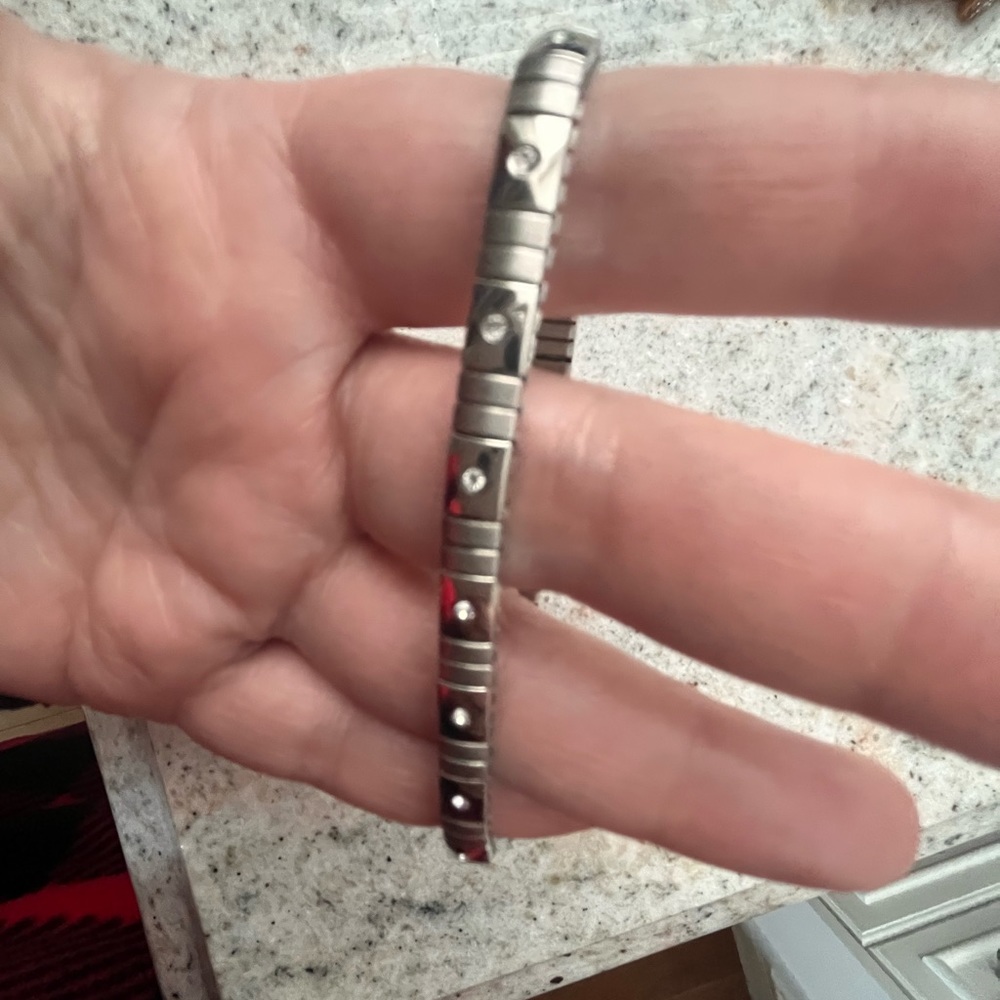 Inox Stainless Steel Elastic Bracelet with Bling